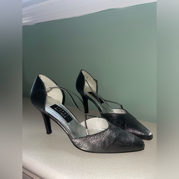 Stuart Weitzman pointed toe shiny silver short heels/ pumps (2.95”) - Picture 1 of 6